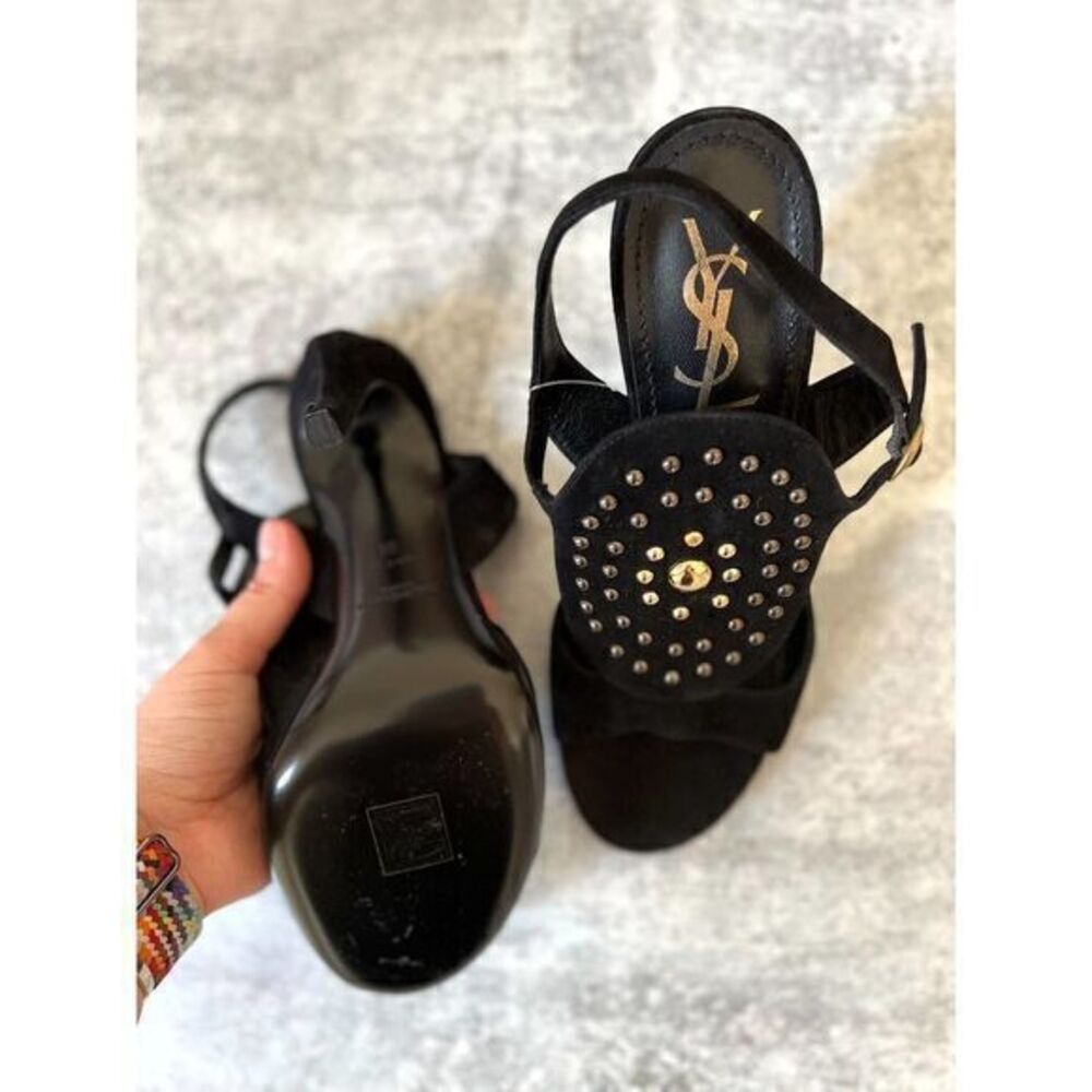 YVES SAINT LAURENT Suede Black Sandals US 38